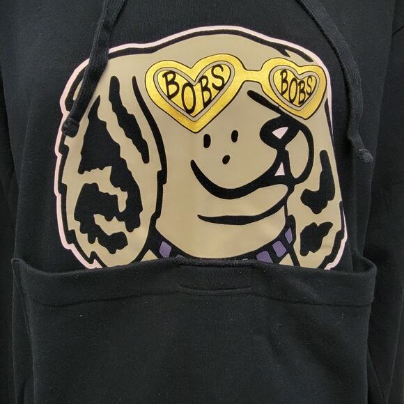 Skechers Bobs Hoodie Womens Sz XS Classy Lassie‎ Black Dog Pouch Pals Sweatshirt - Picture 3 of 8